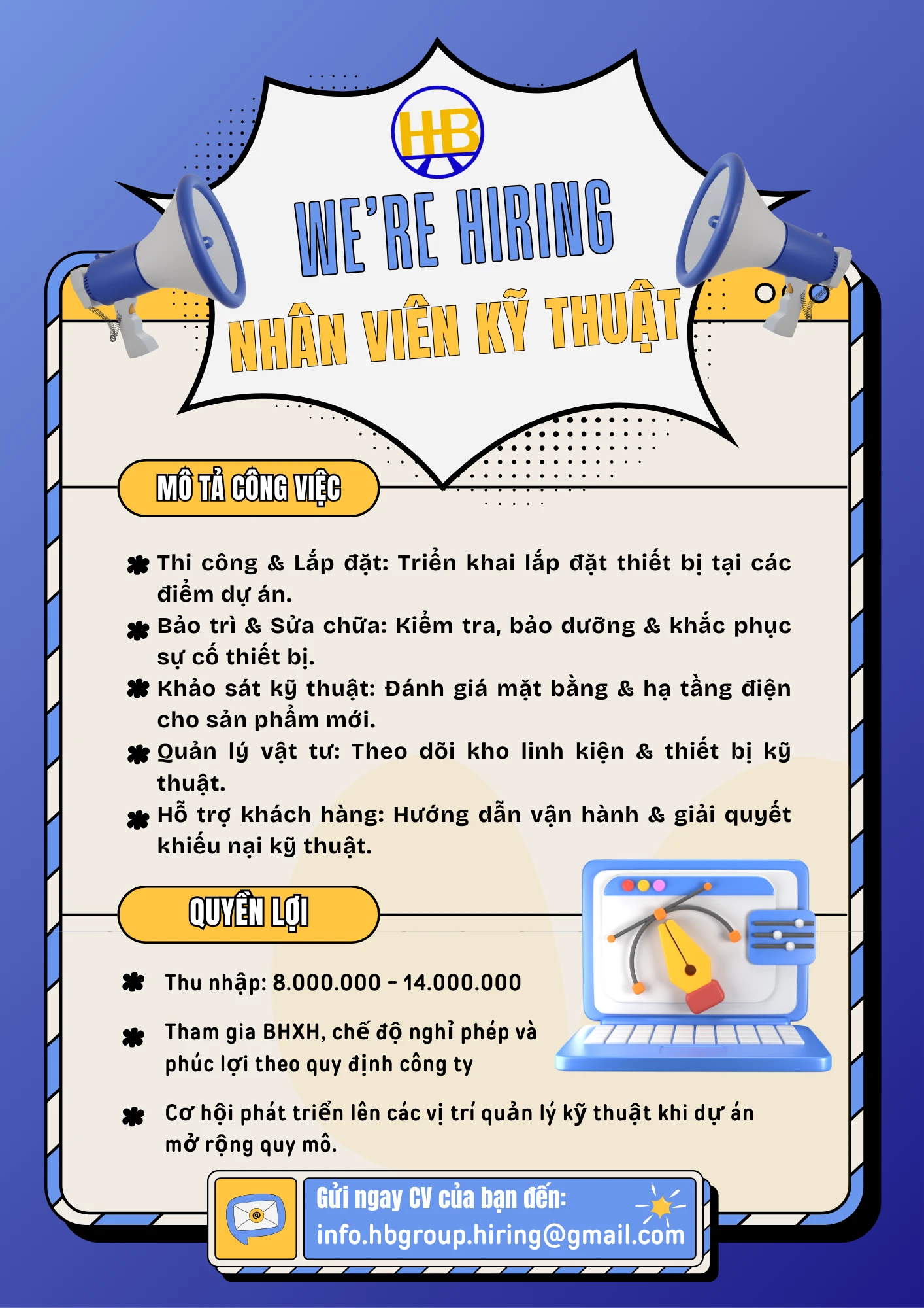 Tuyển dụng vị trí Nhân Viên Kỹ Thuật